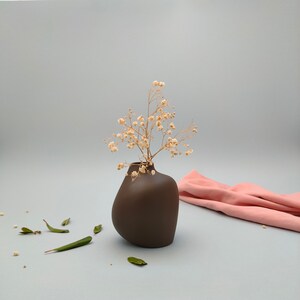 Stoneware Ceramic Vase, Handmade Vase for Flower, Brown Vase, Minimal Home Decor Gift image 7