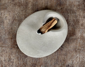 Concrete Color and Textured Palo Santo Holder, Ceramic Palo Santo Burner, Meditation Gift, Yoga Supplies, Textured Gray Palo Santo Holder