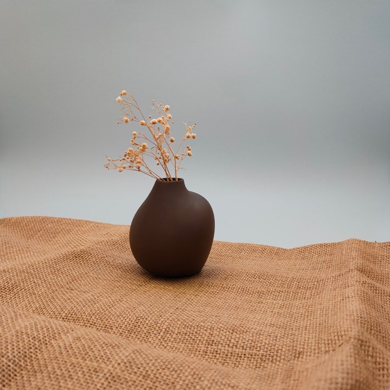 Stoneware Ceramic Vase, Handmade Vase for Flower, Brown Vase, Minimal Home Decor Gift image 9
