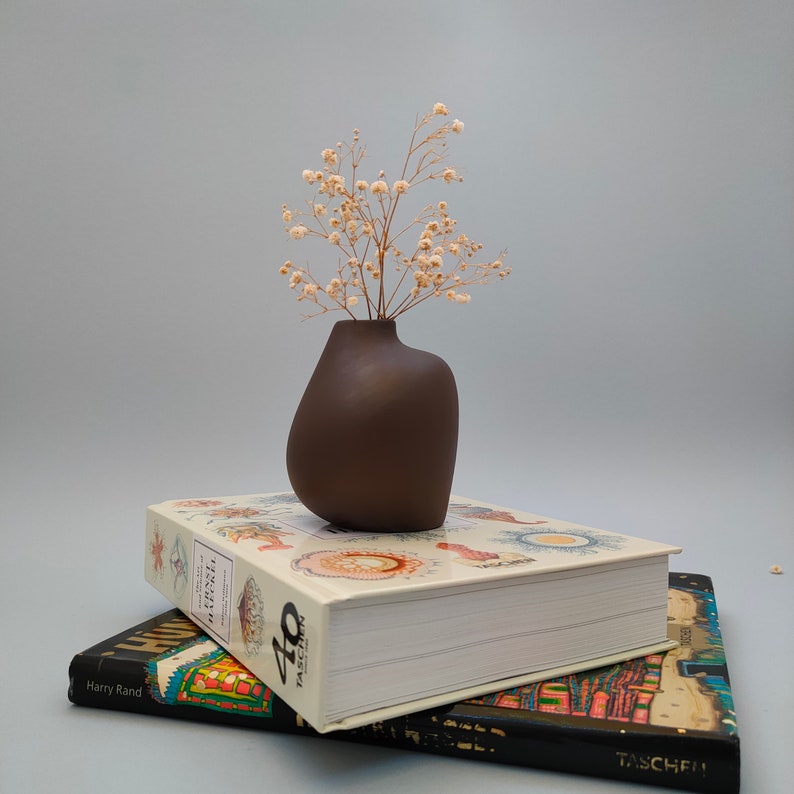 Stoneware Ceramic Vase, Handmade Vase for Flower, Brown Vase, Minimal Home Decor Gift image 8
