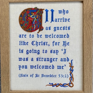 Embroidered Bible Verses with illuminated letters