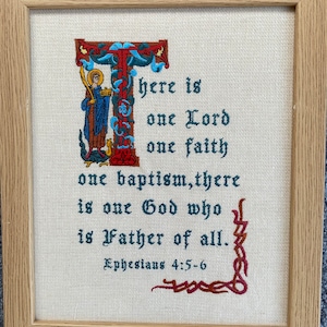 Embroidered Bible Verses with illuminated letters