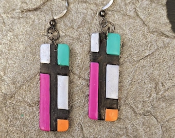 San Antonio Spurs colorblock earrings: handmade polymer clay jewelry