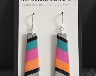 San Antonio Spurs colorblock earrings: handmade polymer clay jewelry
