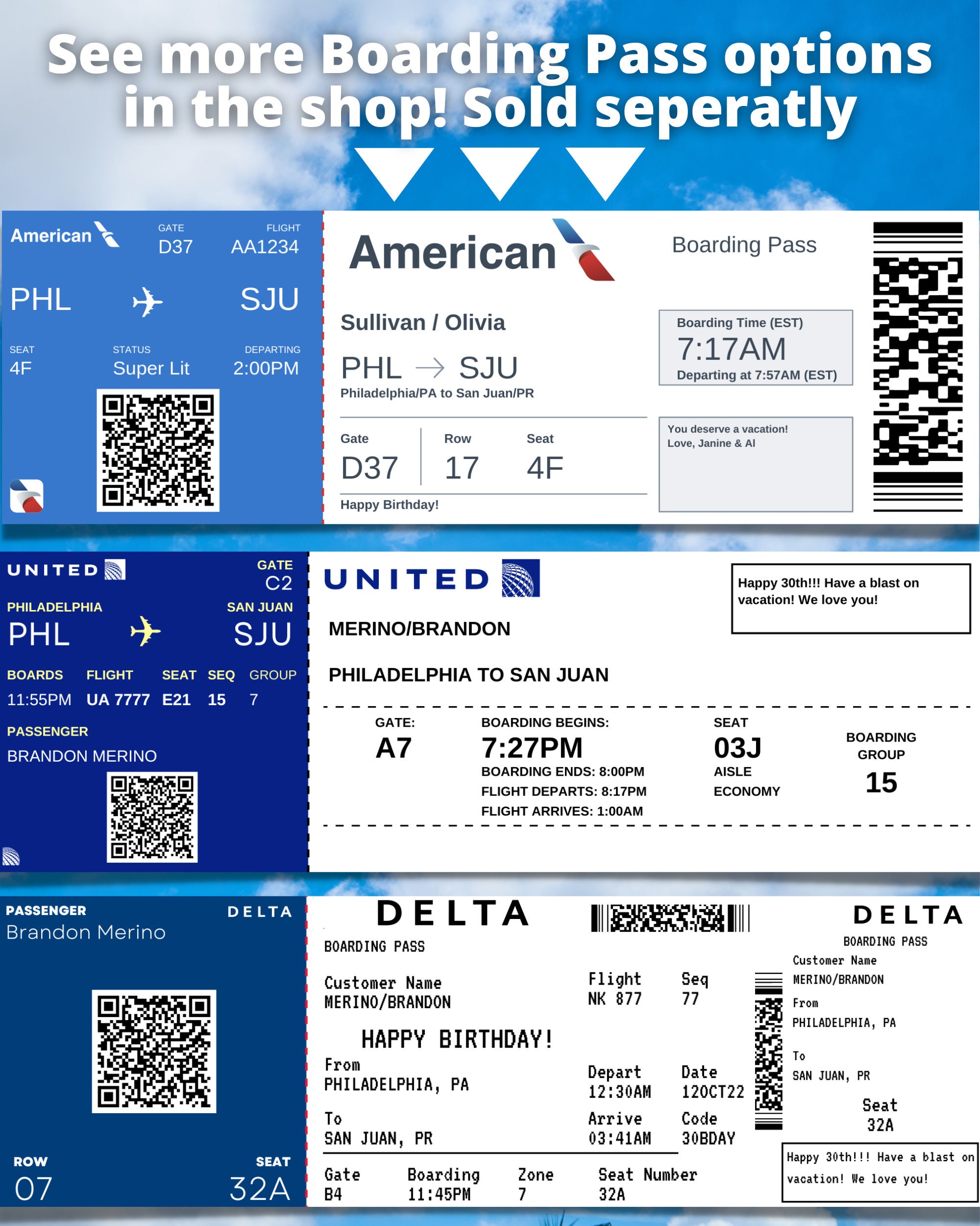 Editable Boarding Pass Ticket Template Surprise Airline Gift Etsy