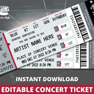 Concert Ticket Template Gift Certificate - Personalized Event Ticket - Surprise Birthday Gift - Surprise Ticket