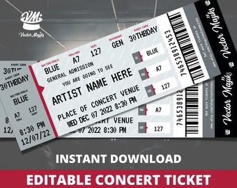 Concert Ticket Template Gift Certificate - Personalized Event Ticket - Surprise Birthday Gift - Surprise Ticket