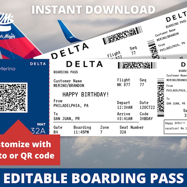 Airline Ticket - Etsy