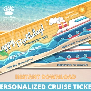 Cruise Ticket Template, Boarding Pass, Surprise Vacation Reveal