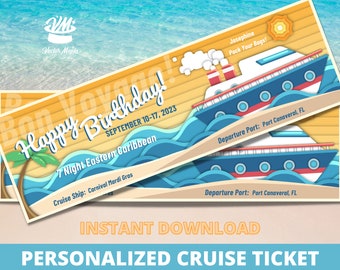 Cruise Ticket Template, Boarding Pass, Surprise Vacation Reveal