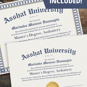 Asshat Card Asshat University Gag Gift Certificate, Funny Diploma, Prank Gifts ...