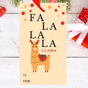 Printable Christmas Gift Tags, Cute Llama Christmas Gift Tags, DIY ...