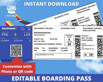 Southwest Airlines Printable Boarding Pass Etsy Southwest Airlines Printable Boarding Pass Etsy