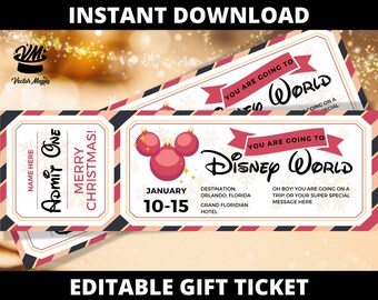 Christmas Surprise Trip Ticket to Dis, Surprise Trip Reveal, Theme Park Pass,  Boarding Pass Surprise, Trip Announcement