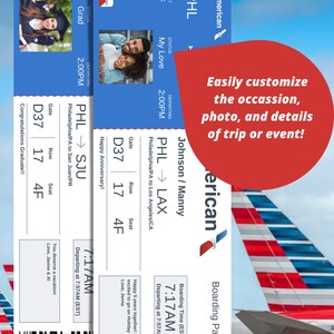 Editable Boarding Pass Ticket Template, Surprise Airline Gift, American ...