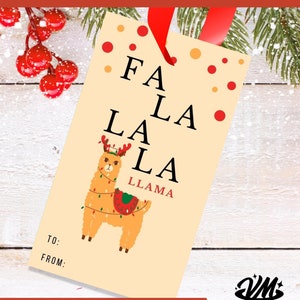 Printable Christmas Gift Tags, Cute Llama Christmas Gift Tags, DIY ...