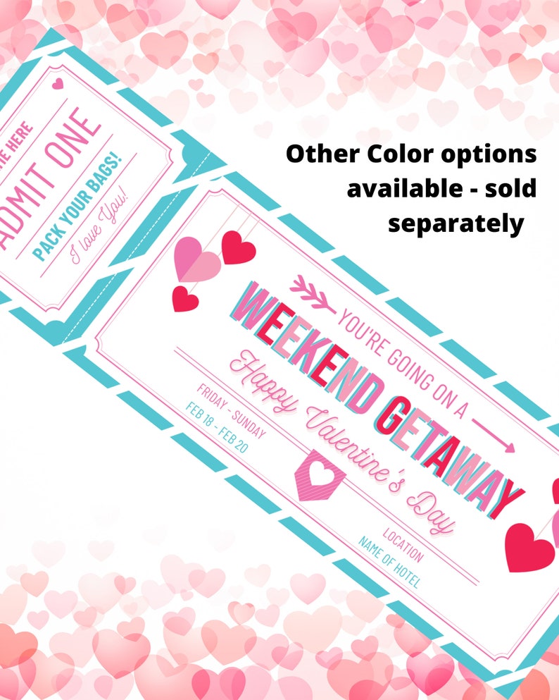 Weekend Getaway Voucher Template Gift Certificate Printable Etsy