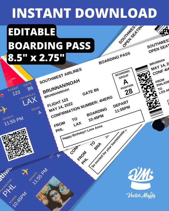 Southwest Airline Ticket Template