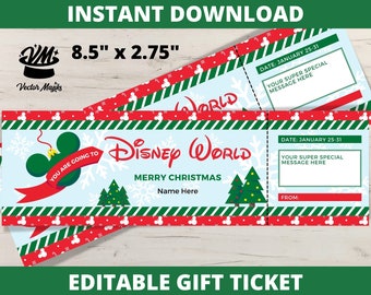 Christmas Surprise Trip Ticket to Dis, Surprise Trip Reveal, Theme Park Pass,  Boarding Pass Surprise, Trip Announcement
