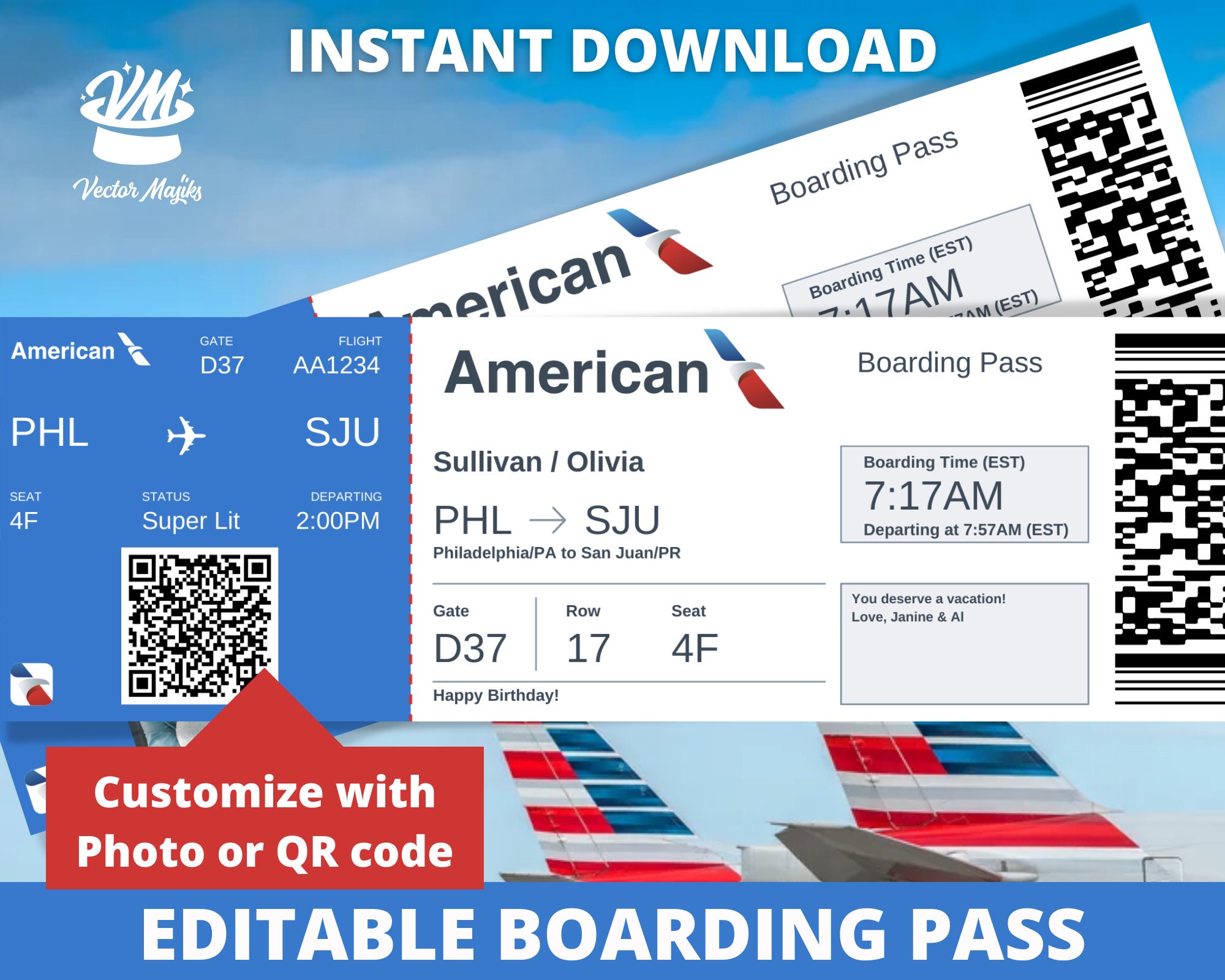 Editable Boarding Template Surprise Airline Gift - Etsy