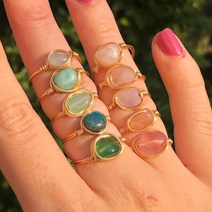Oval shaped gemstone rings Wire rings Wire rings Gemstones Ring with stone image 1