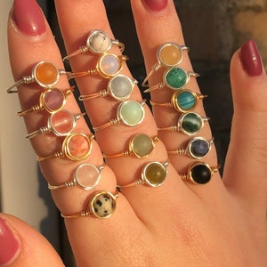 Matte edelsteen ring | Draadring | Wire rings | Ring met steen