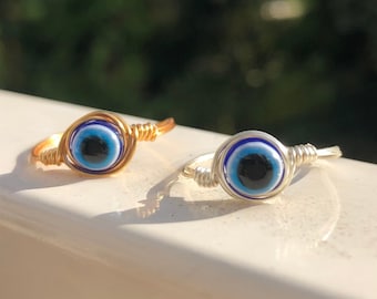 Evil eye ring | Silver ring | Gold ring | Wire ring