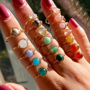 Gemstone ring | Wire ring | Gemstone ring | Wire ring