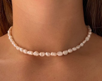 Freshwater pearl necklace | Stainless steel | Choker