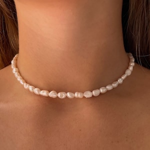 Collar de perlas de agua dulce | acero inoxidable | Gargantilla