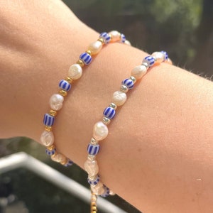 Freshwater pearl bracelet | Mama Mia style bracelet | Adjustable bracelet