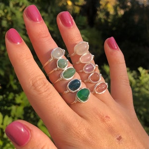 Oval shaped gemstone rings Wire rings Wire rings Gemstones Ring with stone image 2