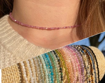 Edelstein-Halskette | Edelstahl | Halsband | Facettierte Perlen