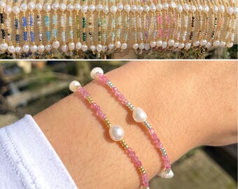 Gemstone freshwater pearl bracelet