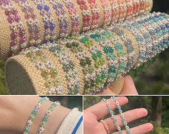 Bloemen armband | Kralenarmband | Seed Beed flower bracelet | Daisy Bracelet