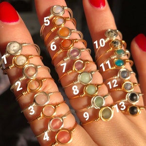 Matte edelsteen ring Wire rings Gouden ring Zilveren ring afbeelding 5