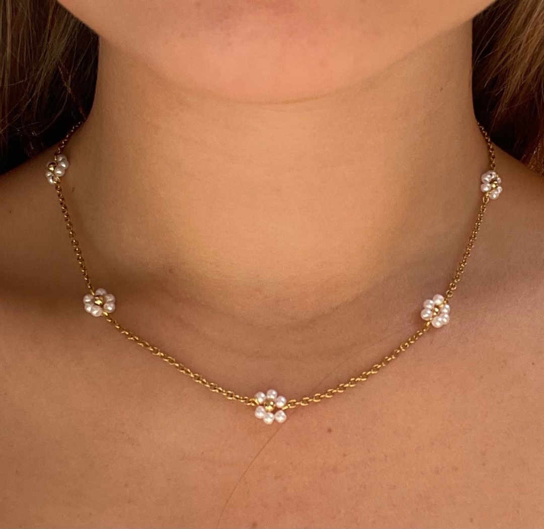 Flower Pearl Necklace | Elegant Necklace | Adjustable