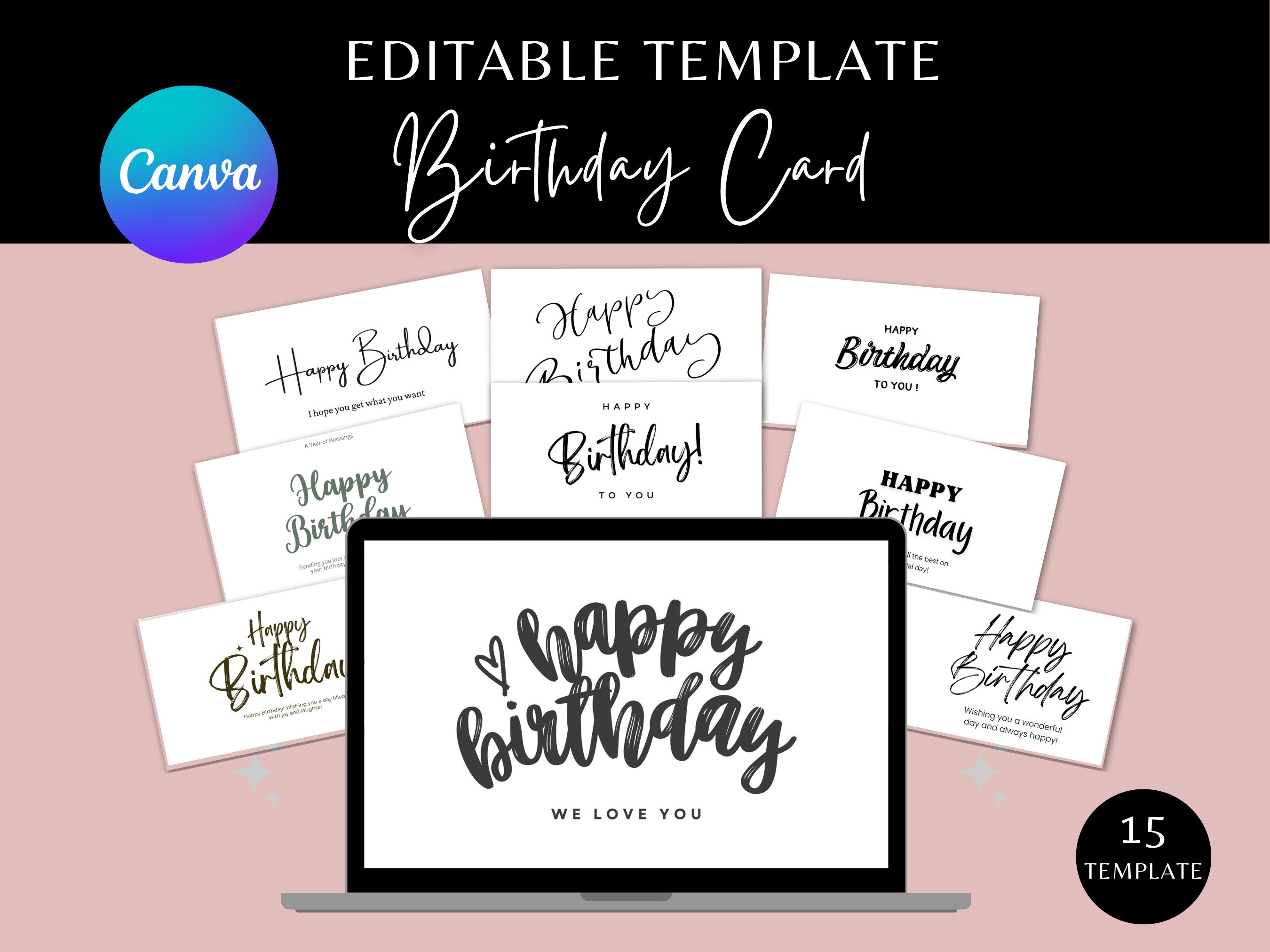 Birthday Card Templates Minimalist Birthday Card Wish, Happy Birthday ...