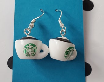 Resin Starbucks blue coffee cup earrings FREE SHIPPING!!!