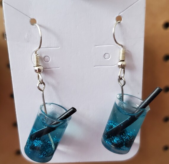 Handmade Teal Glitter Cocktail Glasses Earrings FREE Etsy