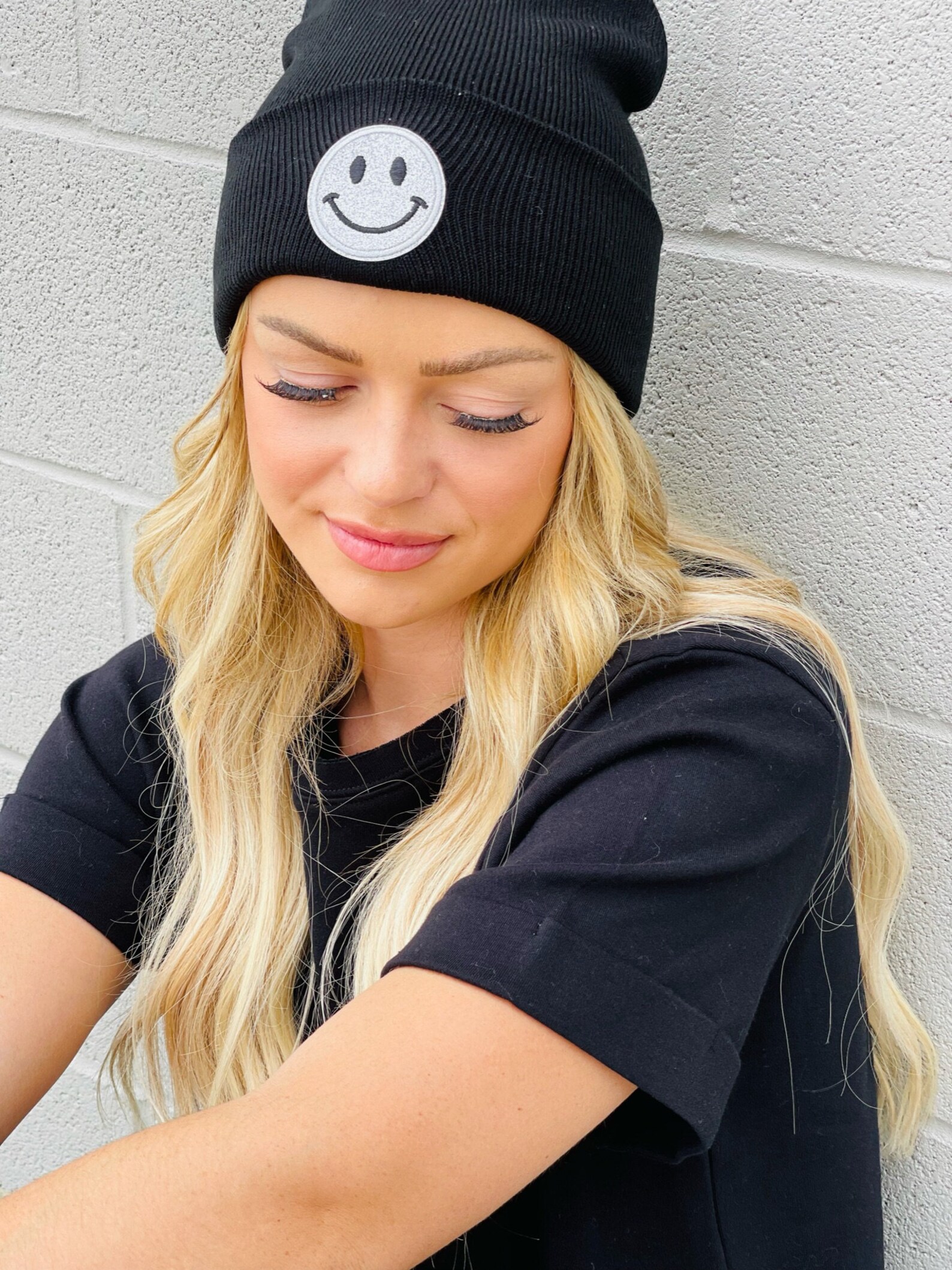 SMILEY FACE HAT black Etsy