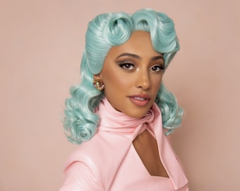 Teal Blue Pin Up Style Wig