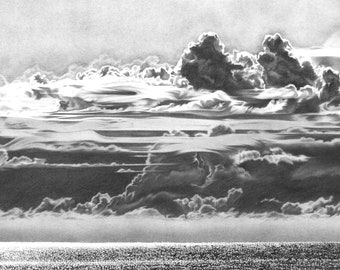 As Above - Original Landscape Seascape Charcoal Drawing