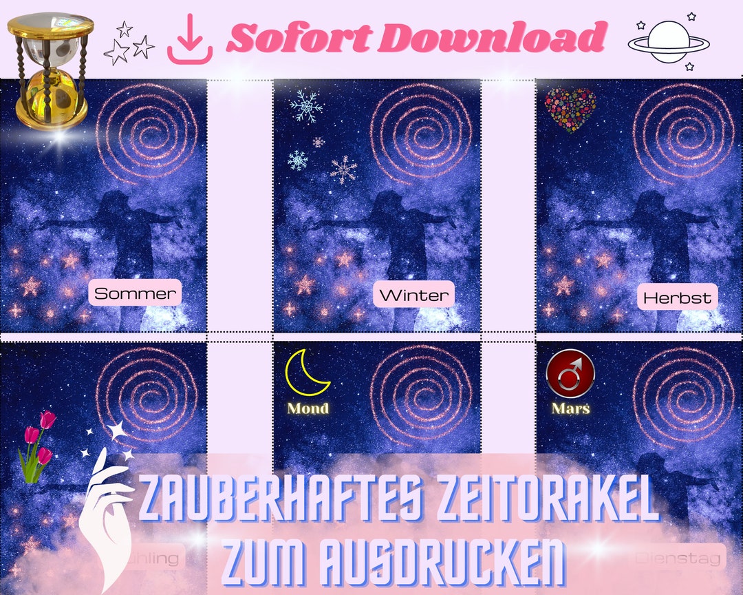 60 Instant Printable TIME ORACLE CARDS Deck of Cards When Will It ...