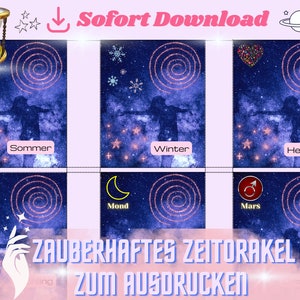 60 sofort druckbare ZEITORAKELKARTEN - Kartendeck - Wann passiert es? - Timing Orakelkarten - SOFORT DOWNLOAD