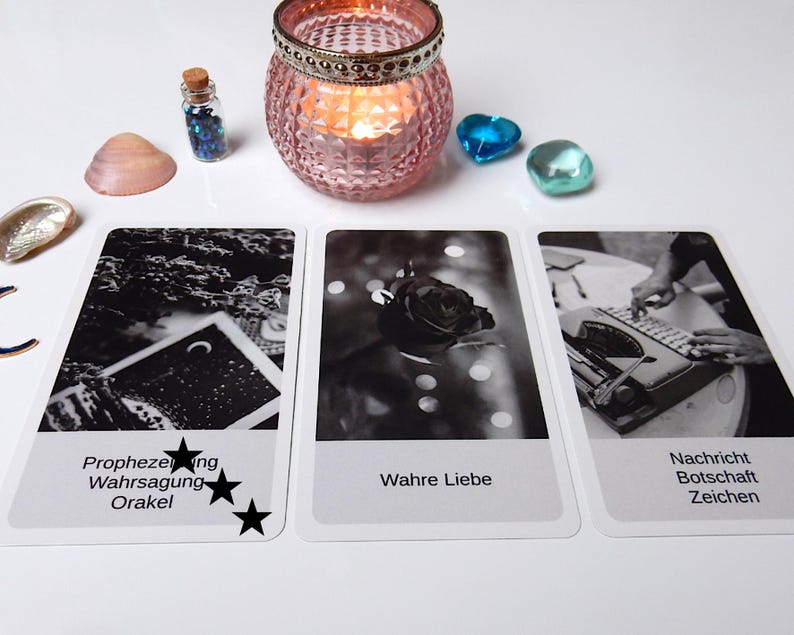 Soulmate Oracle - Card Deck - MOON SYMPHONY 1 - Intuitive Soulmate Oracle Deck - 40 Cards in Black and White image 4