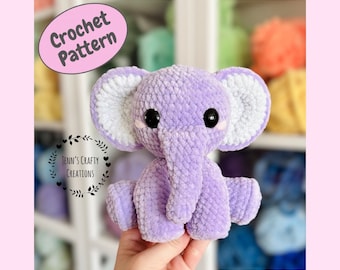 Emma l'éléphant assis - MOTIF AU CROCHET