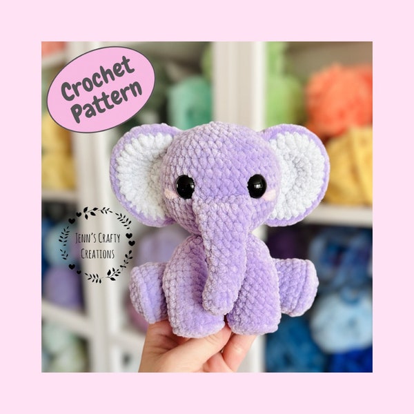 Emma l'éléphant assis - MOTIF AU CROCHET