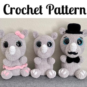 Ralph & Ruth Rhino (with 2 mods) - CROCHET PATTERN