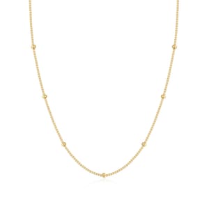 Gold Beaded Sterling Silver Box Chain Necklace